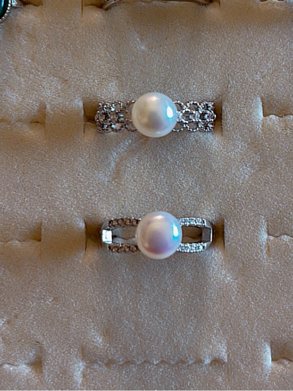 Elegant Pearl Rings with 925 Sterling Silver Band | White | Pink | Freshwater